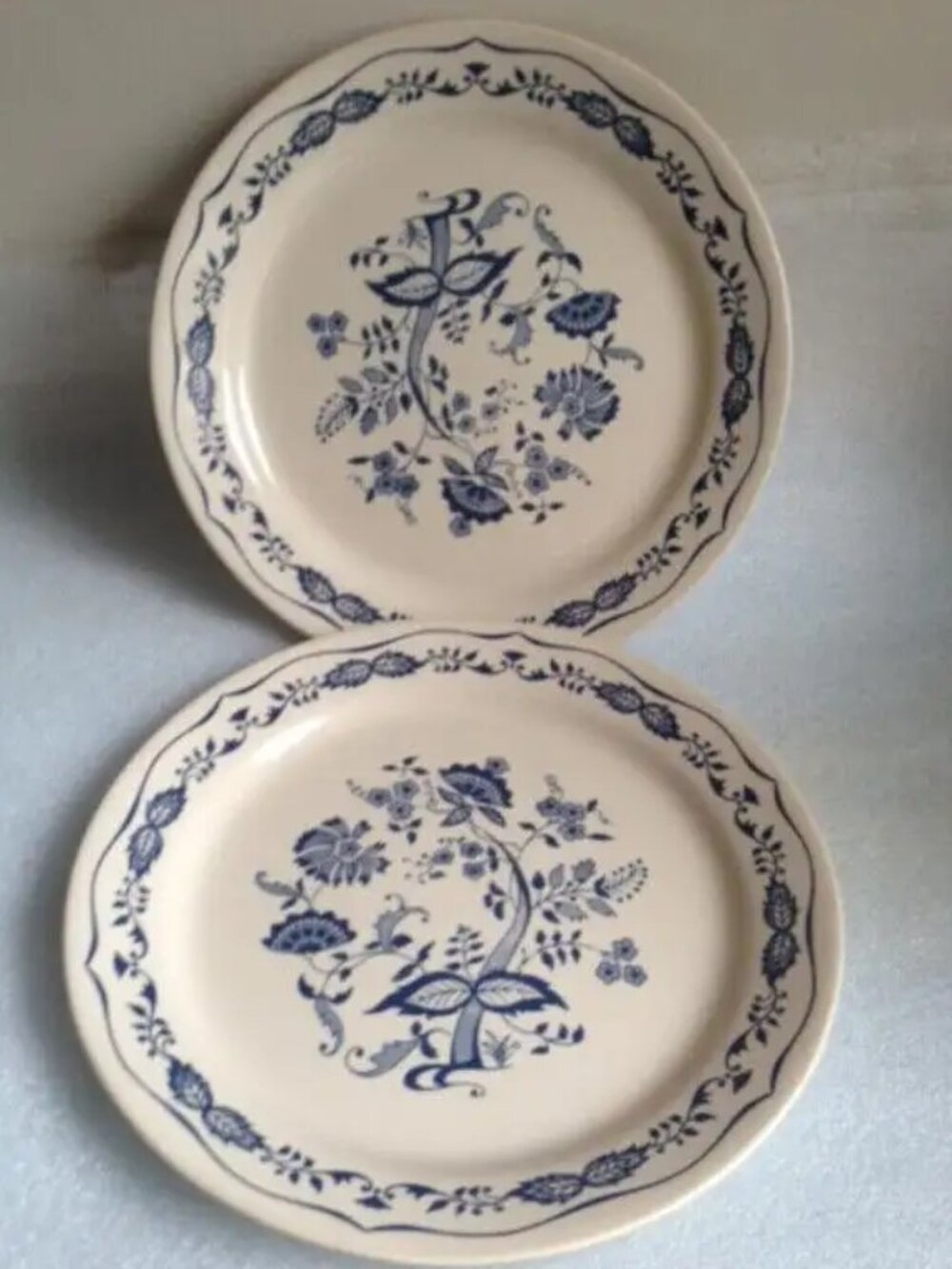 Vintage 2X CORELLE Corning BLUE FLORAL Blue Onion Design Dinner Plates